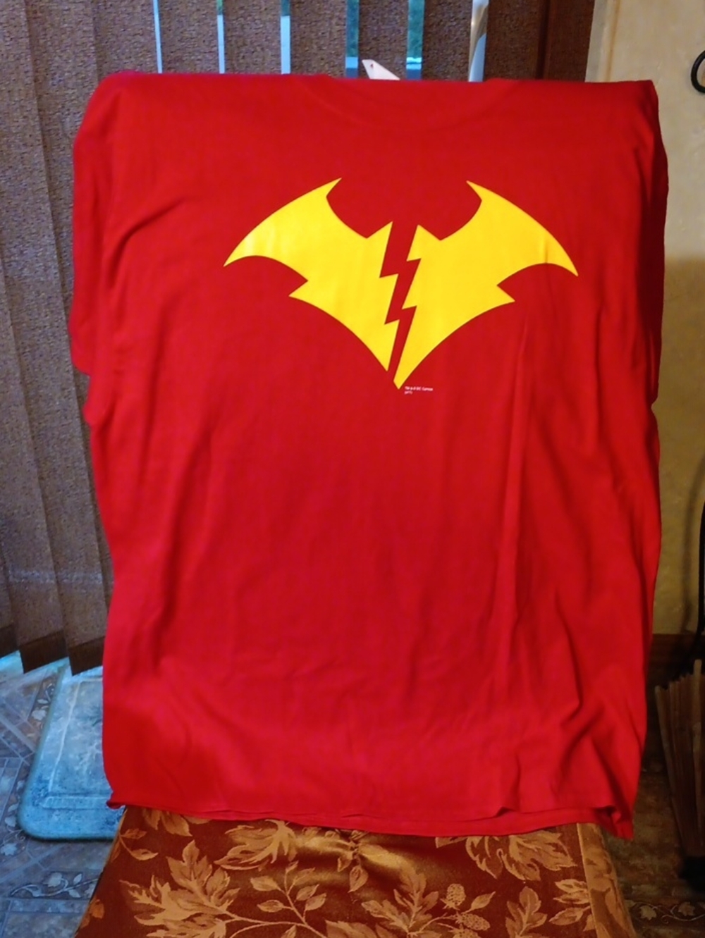 Hanes Red Short Sleeve Tee with Yellow Lightning Bat Graphic